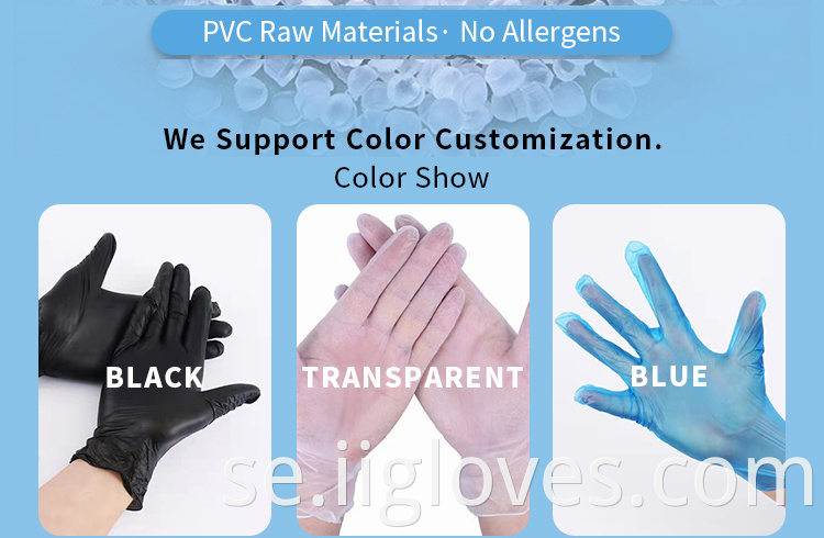 Mat PVC -handskar Vinyl Clean Transparent pulverfria vinylhandskar